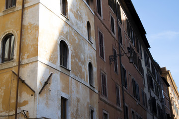 detail of a wall of an old buildings in Rome