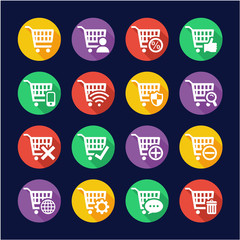 Shopping & Online Shopping Icons Flat Design Circle