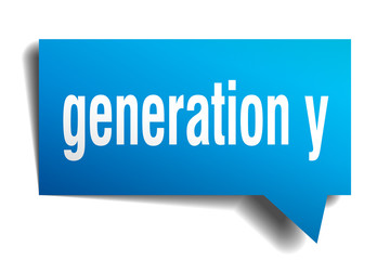 generation y blue 3d speech bubble