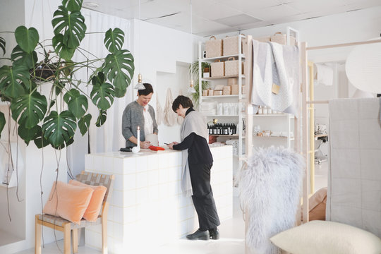 Women talking in spa parlor