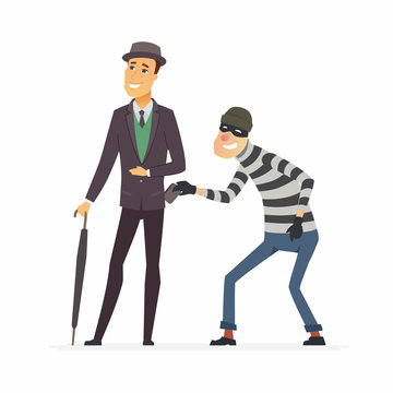 Pickpocket Stealing Wallet - Cartoon People Characters Illustration