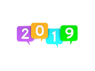      New Year 2019 Creative Design Concept - 3D Rendered Image 