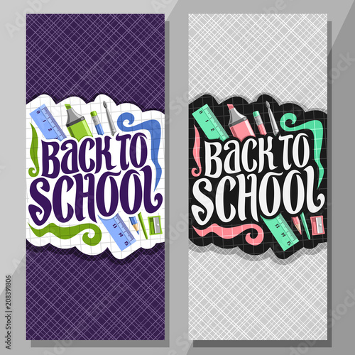 vector vertical banners for school layouts with set of writing words layouts