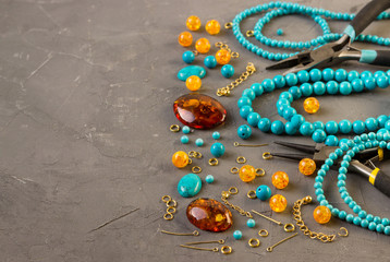 Tools, beads, accessories for making jewelry. Needlework..shallow DOF