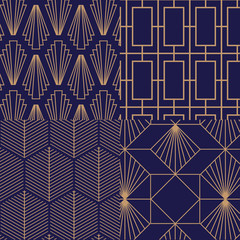 Navy art deco vector pattern.