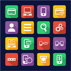 Mobile & Online Banking Icons Flat Design 