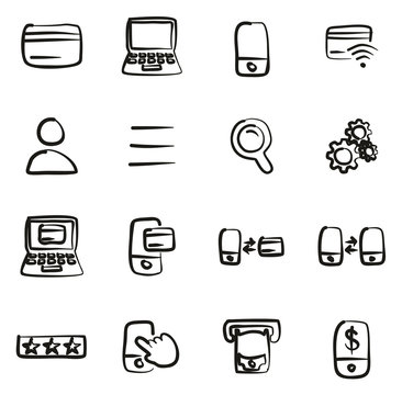 Mobile & Online Banking Icons Freehand 