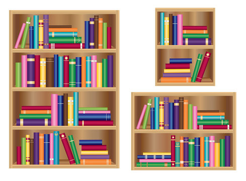 Bookshelf / bookcase set vector