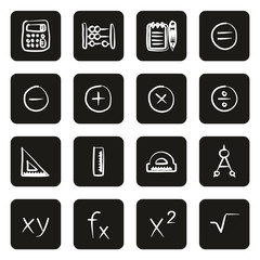 Math Icons Freehand White On Black