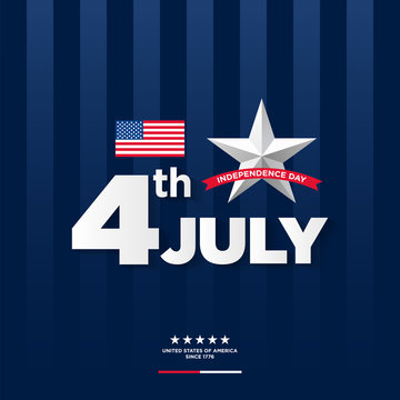 4th of July, United Stated independence day greeting. Fourth of July on blue background design. Usable as greeting card, banner, flyer