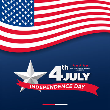 4th of July, United Stated independence day greeting. Fourth of July on blue background design. Usable as greeting card, banner, flyer
