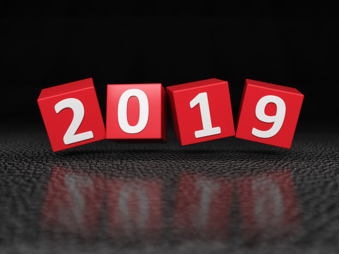      New Year 2019 Creative Design Concept - 3D Rendered Image 