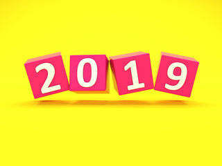      New Year 2019 Creative Design Concept - 3D Rendered Image 