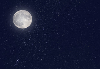 Naklejka na ściany i meble Night Moon and dark Sky with Stars Universe as background or Texture