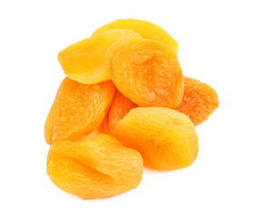 Dried apricots on white background