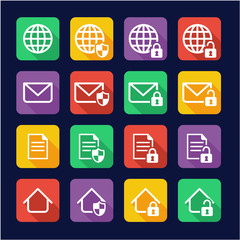 Information Protection & Information Security Icons Flat Design 
