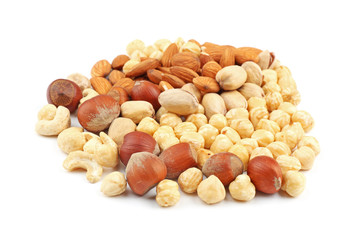 Different nuts on white background