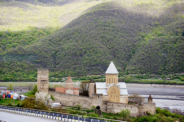 Fototapeta premium Beautiful landscape with Ananuri castle, Georgia, horizontal image