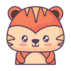 cute tiger icon over white background, vector illustration