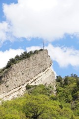Mountain landscape with the cross, Georgia