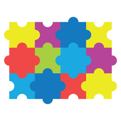 puzzle pieces icon over white background, colorful design. vector illustration