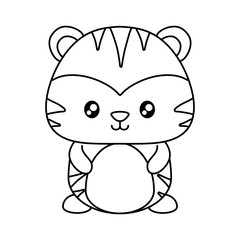 cute tiger icon over white background, vector illustration