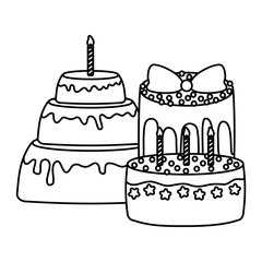Birthday cakes icon over white background, vector illustration
