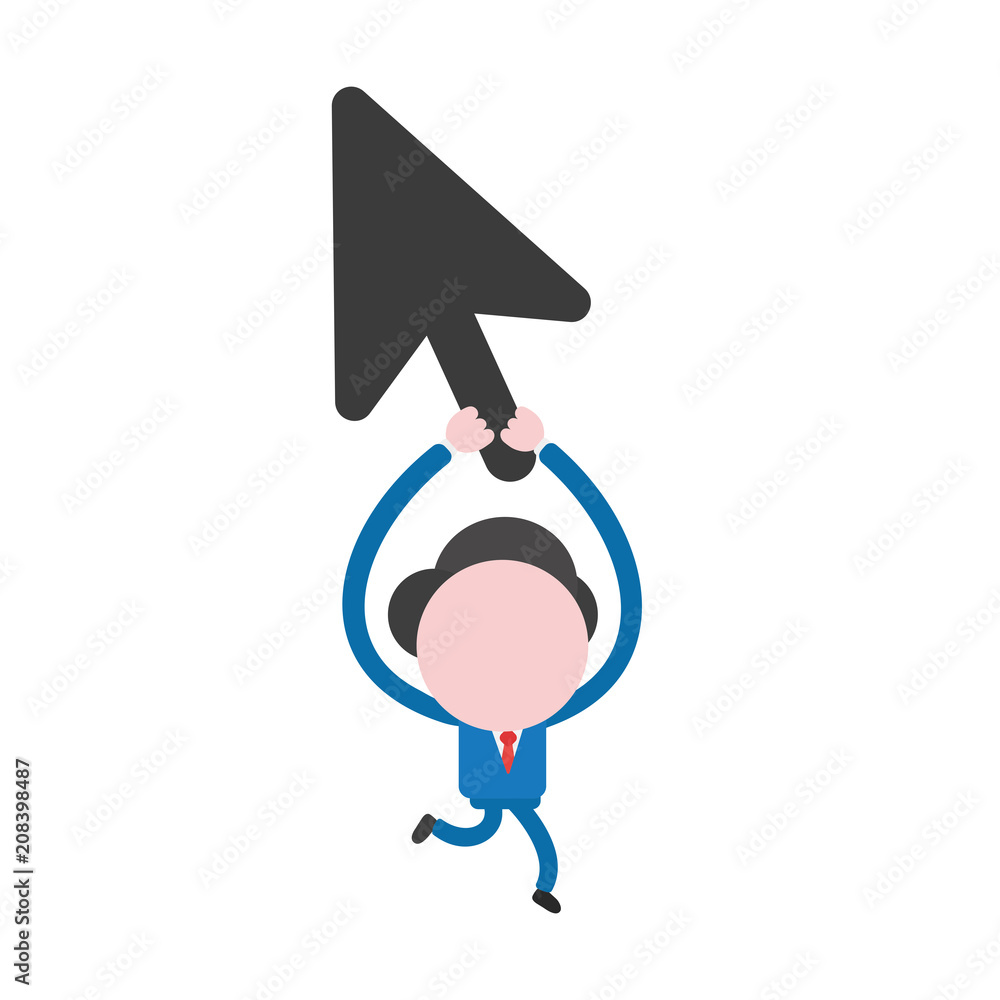 Aufkleber vector businessman character running and holding up mouse cursor