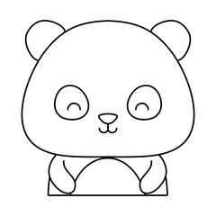 cute panda bear icon over white background, vector illustration