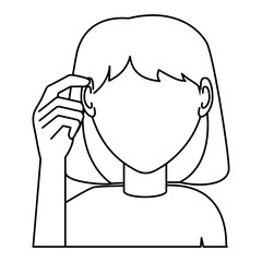 avatar woman thinking over white background, vector illustration