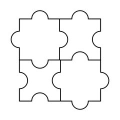 puzzle pieces icon over white background, vector illustration