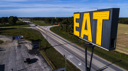 Highway Roadside Diner Eat Sign