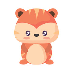 cute tiger icon over white background, vector illustration