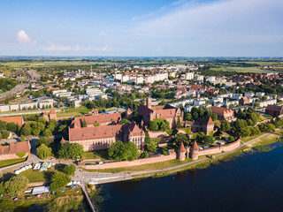 Fototapeta na wymiar Aerial: The Castle of Malbork in Poland, summer time