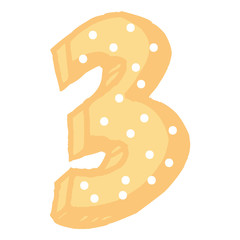 colorful number three icon over white background, vector illustration