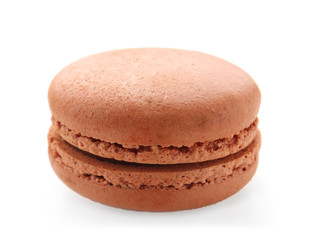 Tasty macaron on white background