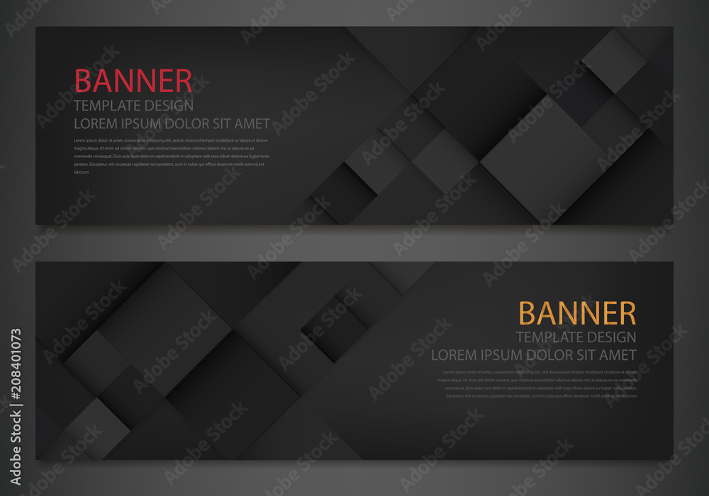 Wall mural two abstract black banners. business design template. website template. horizontal banners set. vect