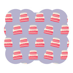 decorative frame with birthday cake pattern over white background, vector illustration