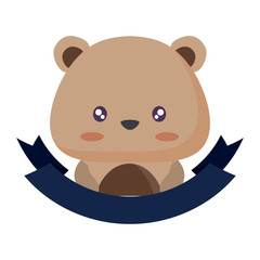 decorative ribbon and Cute squirrel icon over white background, vector illustration