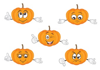 cute pumpkin character set. cartoon vector illustration