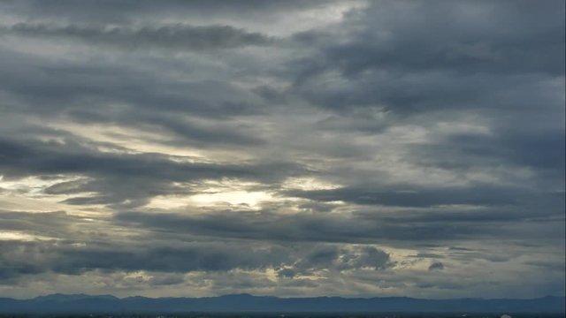 Time Lapse of Dramatic sky with stormy clouds before rain and thunderstorm