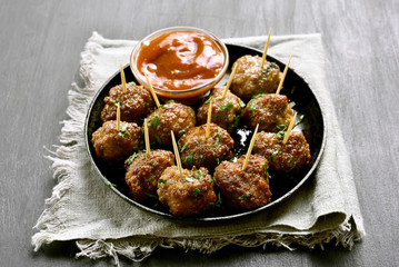 Homemade meatballs with tomato sauce