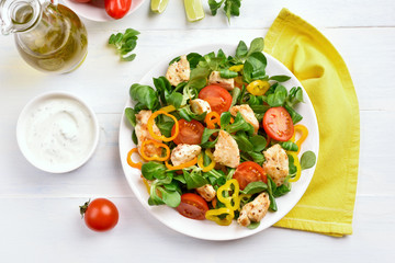 Vegetable salad with chicken meat