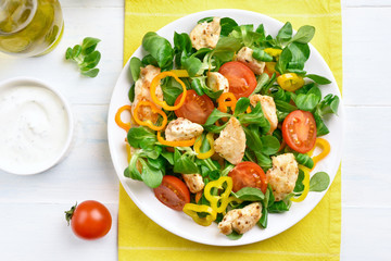 Vegetable salad with chicken meat