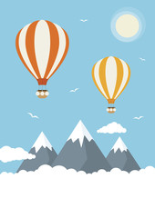 Fototapeta na wymiar Cartoon Vector Hot Air Balloons