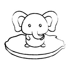 cute elephant in the grass over white background, vector illustration