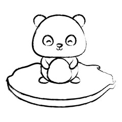 Obraz premium cute panda bear in the grass over white background, vector illustration
