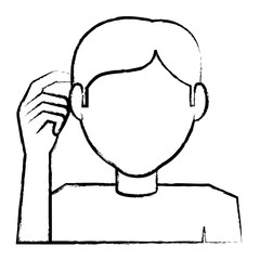 Avatar man thinking icon over white background, vector illustration