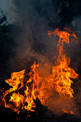 abstract fire flame dance on black background