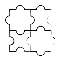 puzzle pieces icon over white background, vector illustration